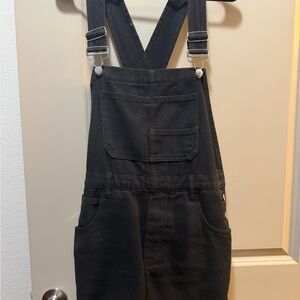 Black Denim Overall shorts